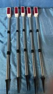 5 Solar Light Torches Red Burgundy Top Stainless Steel Outdoor
