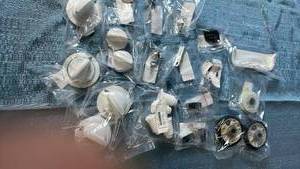 lot 2107 image: Washer Dryer Replacement Parts Lot Knobs Rollers Actuators Brackets
