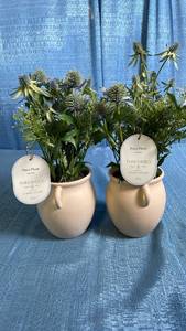 lot 3008 image: 2 Pack, 13.5 Potted Sea Holly Outdoor Patio Tabletop Artificial Plant - Threshold designed with Studio McGee