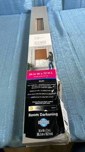 lot 3033 image: Mainstays 1  Cordless Vinyl Room Darkening Mini Blinds  Khaki  34 W x 72 L