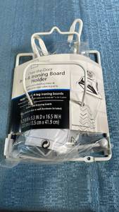 lot 3046 image: Mainstays Over-the-Door Mounting Iron and Ironing Board Holder  White
