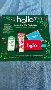 lot 3067 image: hello Holiday Home for the Holidays Fluoride-Free Toothpaste and Aluminum Free Deodorant Travel Toiletry Bag Kit - 5pc