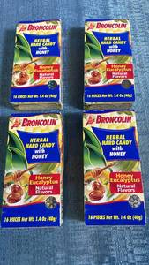 lot 3091 image: Broncolin Herbal Hard Candy with Honey 1.4 oz 16 pieces Lot of 4