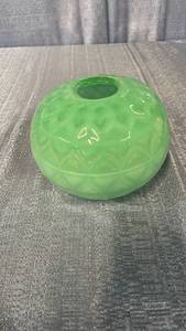 lot 3096 image: Green Glass Vase with Embossed Floral Pattern