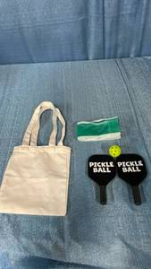 Mini Pickleball Paddle Set 2 Paddles 1 Ball Tote Bag