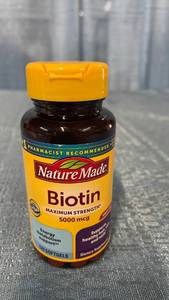 lot 3110 image: Nature Made Maximum Strength Biotin 5000 mcg Helps Support Healthy Hair, Skin & Nails Softgels, USP Verified - 120ct