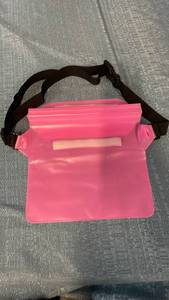 lot 3116 image: Pink Waterproof Shoulder Bag with Black Strap