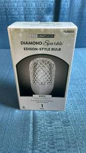 lot 8024 image: LED Lightshow Diamond Sparkle Edison-Style Bulb White 5286317