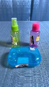 lot 8112 image: up&up Travel Size Bathroom Accessories Set 3 oz Bottles Soap Dish