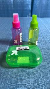 lot 8114 image: up&up Travel Size Soap Dish and 3 Ounce Spray Bottles, 4-Piece Set