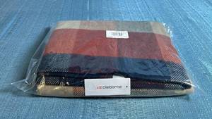 lot 8198 image: Liz Claiborne Women��s Shawl Wrap One Size Navy Spice Plaid