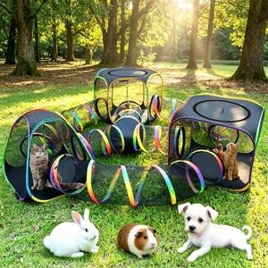 lot 2613 image: CypherX Outdoor Cat Enclosure, Portable Cat Tent with Tunnel Catio, 7-in-1