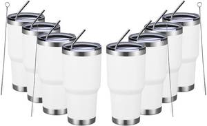 lot 2616 image: MEWAY 30oz Insulated Tumbler with Lids & Straws, Double Vacuum, 8 Pack