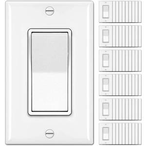 lot 2625 image: BESTTEN 60 Pack Single Pole Decorator Wall Light Switch with Wallplate