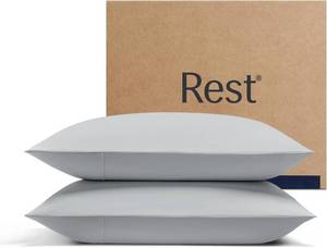 lot 2629 image: REST Evercool Cooling Pillowcases, King, 2-Pack, Silver-Infused Yarn