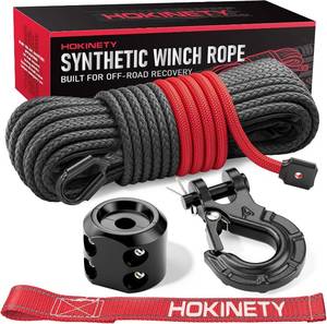 lot 2656 image: Synthetic Winch Rope Kit 14 x 50 10000 lb Cable for ATVUTV with Hook