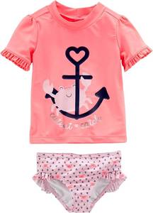 lot 2684 image: Simple Joys by Carters Baby Girls 2-Piece Assorted Rashguard Sets 3t