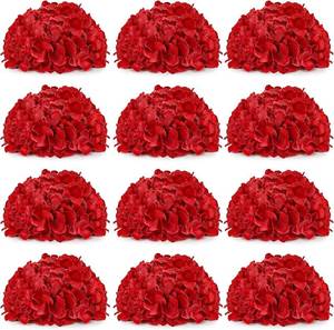 lot 2686 image: Red Hydrangea Centerpiece Balls, 6 pcs, 8-Inch  Silk Kissing Ball