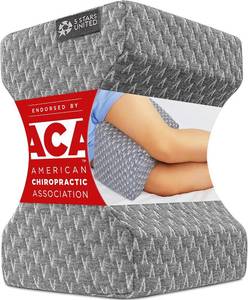 lot 2692 image: 5 STARS UNITED Knee Pillow for Side Sleepers - Memory Foam Between-Legs Gray