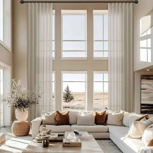 lot 2695 image: Taupe Linen Curtains, 216-Inch Long, Pinch Pleat, Light Filtering, 1 Panel