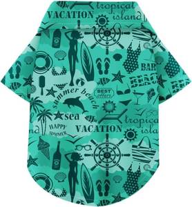lot 2703 image: Hawaiian Dog Shirt   Lightweight, Breathable Summer Tee with Tropical Prints M