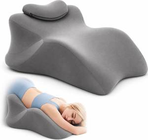 lot 2710 image: Wedge Intimacy Pillow for Couples Memory Foam Lift Pillow, Grey