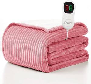 lot 2712 image: Homemate Heated Blanket Electric Throw 50x60, Flannel Sherpa, ETL, 10-Heat