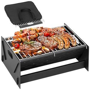 lot 2729 image: 12in Foldable Portable Charcoal Grill - Rust-Resistant, Compact Tabletop