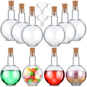 lot 2730 image: Baderke 10 Sets 8 oz Plastic Potion Bottles with Cork Ball Shaped Caps