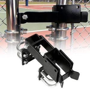 lot 2735 image: Chain Link Double Gate Latch - Steel, Padlock Holes, fits 1.375 Tube Door