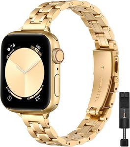 lot 2738 image: STIROLL Metal Band for Apple Watch - Gold Stainless Steel Chain, 42-49mm