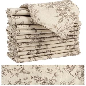 lot 2751 image: Vintage Floral Cloth Napkins Set of 12, Linen Cotton Dinner Napkins
