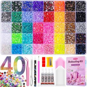 lot 2752 image: Bedazzling Kit 40000Pcs, 40-Color Resin Jelly Rhinestones 3mm Flatback Gems