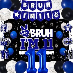 lot 2756 image: Bruh Im 11 Birthday Decorations for Boys Banner Balloons Backdrop 41pcs