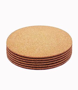 lot 2760 image: Cork Plant Coasters, Double Layer Mats, 4 Inch, 6 Pcs, PP Board Back