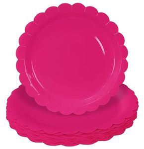 lot 2761 image: HEIPINIUYE 50 Pcs Hot Pink 7in Scalloped Paper Plates, Disposable