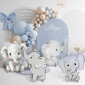lot 2779 image: 4 Pack Elephant Baby Shower Decorations - Large Cardboard Cutouts, Blue