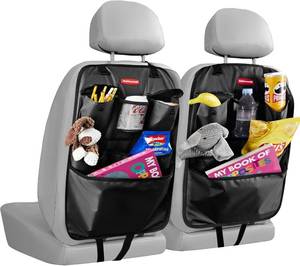 lot 2784 image: Rubbermaid Backseat Car Organizer, Seat Protector, 6 Pockets, 2-Pack Black