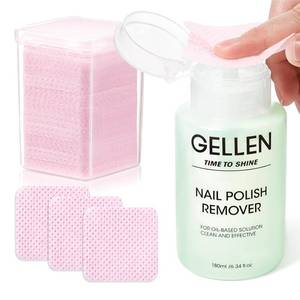 lot 2792 image: Gellen Non-Acetone Nail Polish Remover Jasmine Scent, 200 Pads, 6.1 fl oz