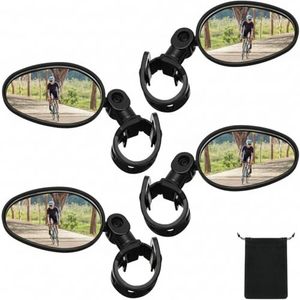 lot 2800 image: Hestya 4 Pcs Bicycle Mirrors, 360  Adjustable, Handlebar Clamp, Convex Lens