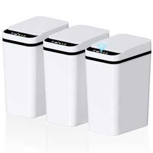 lot 2807 image: Bathroom Trash Can with Lid, Automatic 2.6 Gallon Touchless Motion Sensor