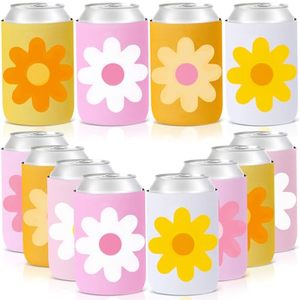 lot 2816 image: Yaomiao 12 Pcs Daisy Beer Can Sleeves Neoprene 12oz Can Coolers