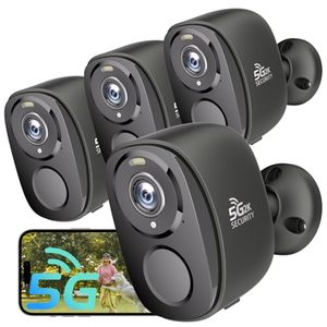 lot 2824 image: 4-Pack 2K Wireless Security Cameras, OutdoorIndoor, Battery-Powered, Alexa