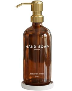 lot 2831 image: Brighter Barns Luxury Glass Hand Soap Dispenser - Refillable, Gold
