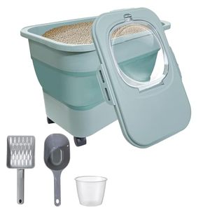 lot 2839 image: Collapsible Cat Litter Storage Container with Wheels, 20 Lbs, BPA-Free