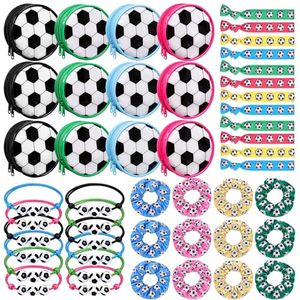 lot 2840 image: Baderke 48 Pcs Football Team Gifts Black Makeup Bags, Hair Scrunchies