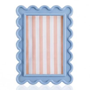 lot 2842 image: AceOrbit 4x6 Inches Haze Blue Flower Wavy Picture Frame - Wooden Glass