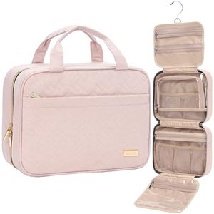 lot 2847 image: NISHEL Travel Toiletry Bag, Portable Hanging Makeup Organizer, Medium, Pink