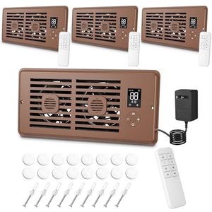 lot 2849 image: 4-Pack Register Booster Fans for 4x10 Vents, 10-Speed, Remote Thermostat