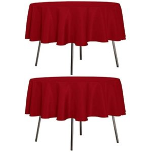 lot 2853 image: sancua 2 Pack Round Tablecloth 60-Inch Red, Washable Polyester Table Cover